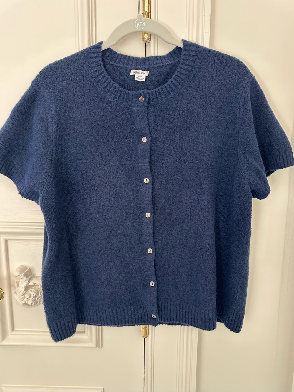 Navy Short Sleeve Button Cardigan sweater